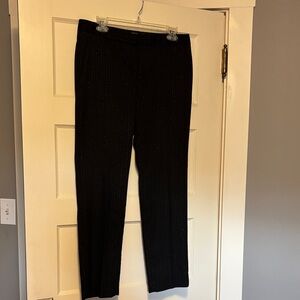 Banana Republic Black Trousers w Silver Pinstripe